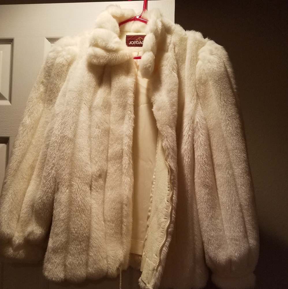 Jordache white fur coat